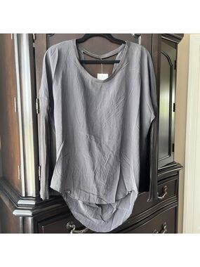 NWT Chaser L/S Drape Back Silk Basics, Grey, Medium